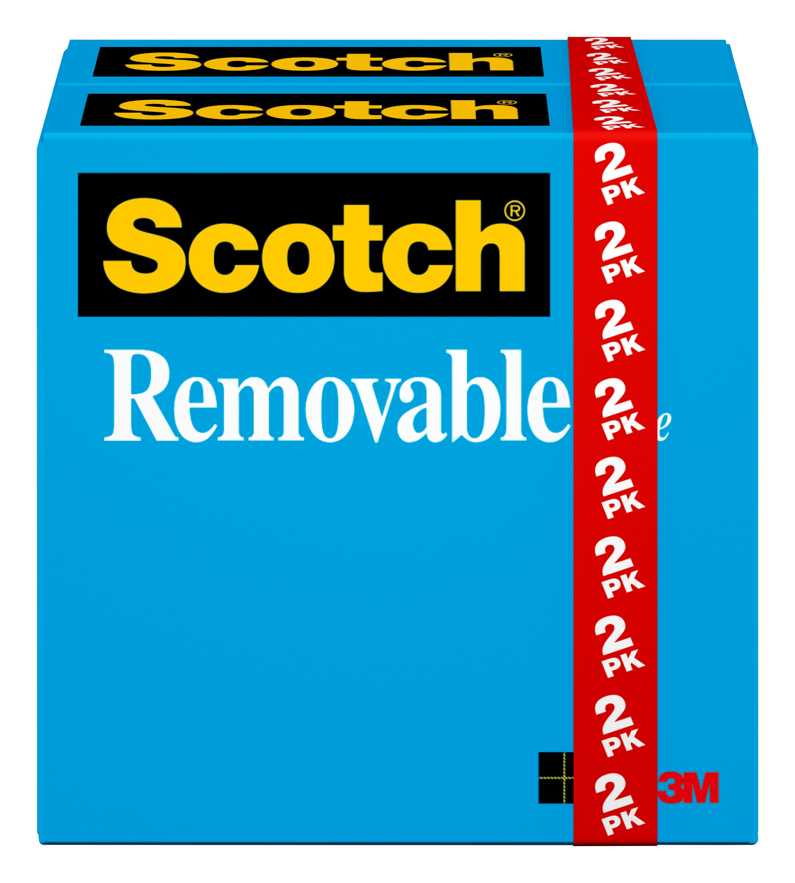 Scotch Removable Tape, 3/4 x 1296, 1 Core, 2/Pack